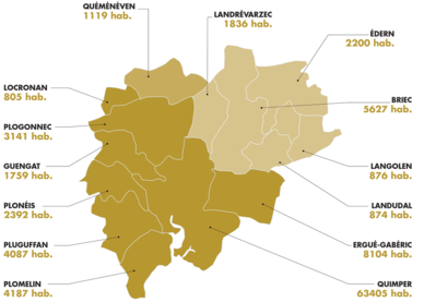 Quimper Bretagne Occidentale est composée de 14 communes