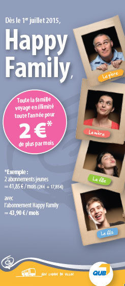 L'abonnement au bus pour les familles, c'est Happy family !