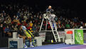 Quimper le 24 janvier 2022. Open de tennis ATP Challenger . 1er tour qualificatif; Victoire de J.W Tsonga face au suisse Marc Huesler (3)