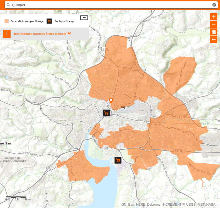 Le site web d'Orange permet de connaître les zones fibrées.