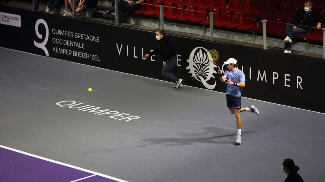 Quimper le 25 janvier 2021. Open ATP Challenger tour Quimper Bretagne Occidentale. 16ème finale. Victoire du français Evan Furness