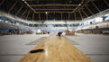 Grande salle : Pose du parquet
